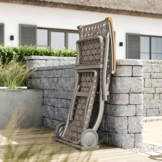 United States Deck Chair Silk mit Rädern und verlängerter Fußstütze