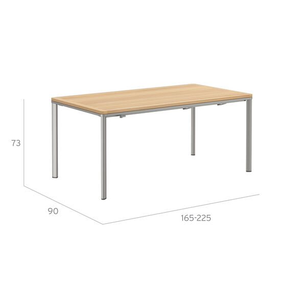Portland Ausziehtisch Silk Aluminium 165-225 x 90 Tischplatte Teak