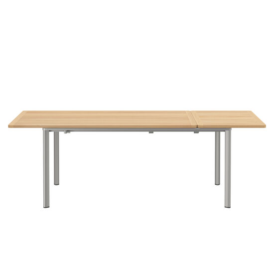 Portland Ausziehtisch Silk Aluminium 165-225 x 90 Tischplatte Teak