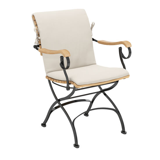 gartenstuhl-armlehnen-teak-stahl-klappbar-fontenay-armlehnstuhl-frontansicht-auflage-linum