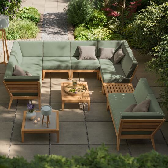 Valencia Lounge Chaiselongue links inkl. Auflagen Dessin "Mineral/Keder Linum"