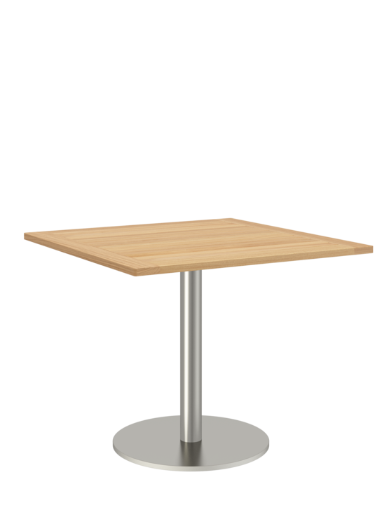 Ronda Mittelfusstisch Edelstahl 90 x 90 Tischplatte Teak
