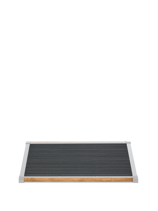 Terrassenmatte Silber 90 x 60 mit Teakleiste