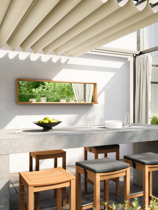 Fascino Spiegel mit Teakrahmen, waagerecht