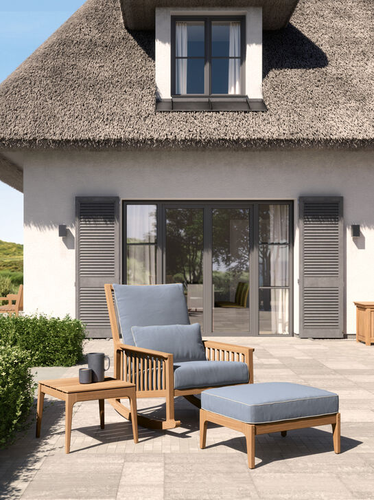 Newhaven Hocker inkl. Auflage Indigo/Keder Linum