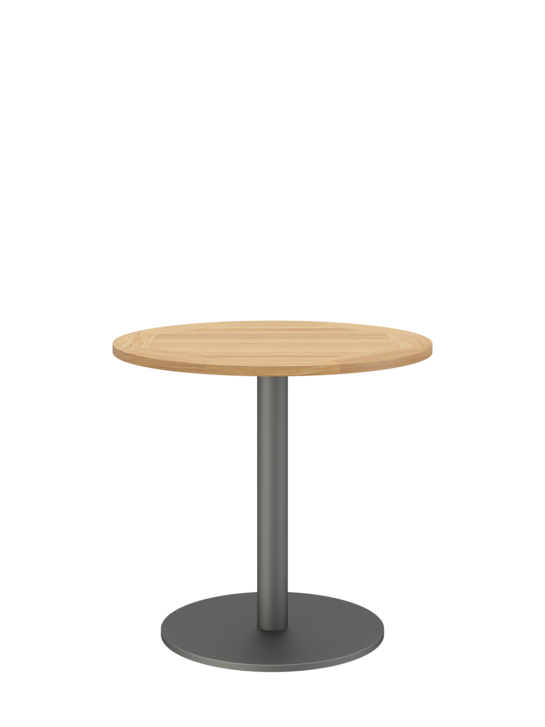 Ronda Mittelfusstisch Graphit rund 80 Tischplatte Teak