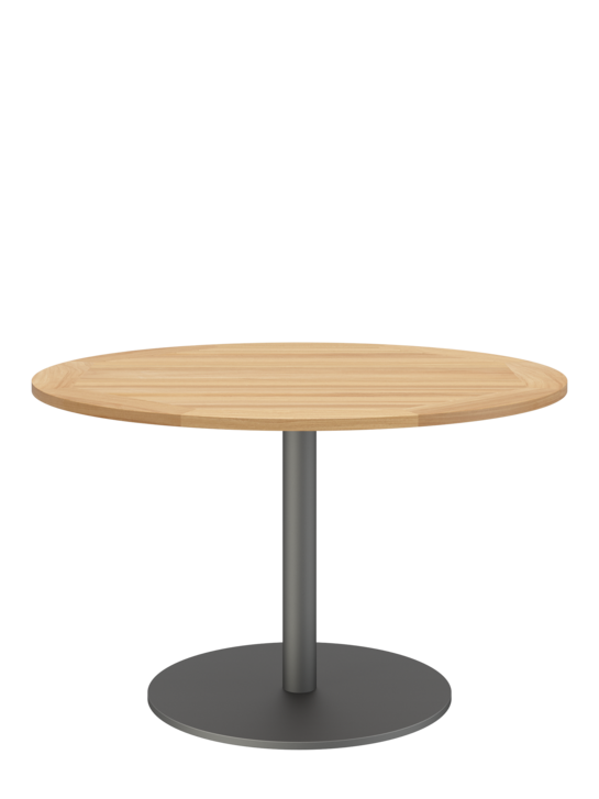 Ronda Mittelfusstisch Graphit rund 120 Tischplatte Teak